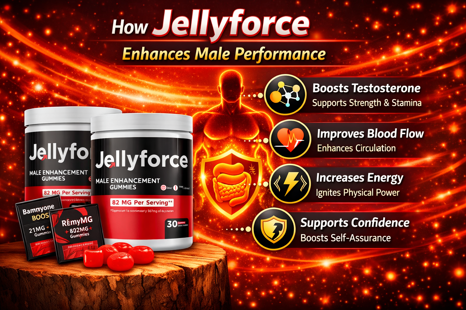 How JellyForce works: mens-vitality, discomfort, energy